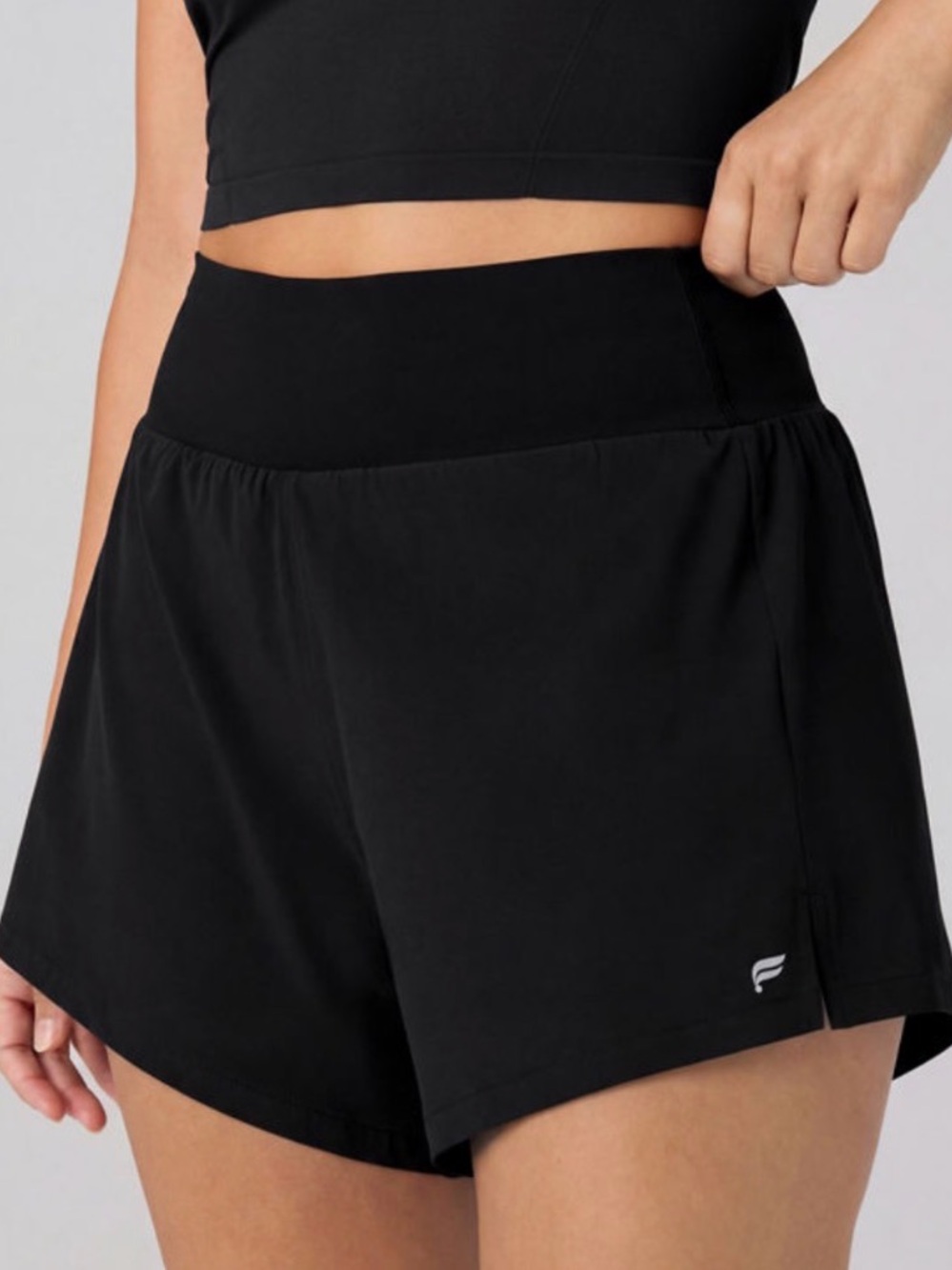 Fabletics Black High-Rise Athletic Shorts with Wide Waistband